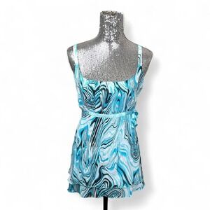 Vintage‎ Y2K Fairy Chiffon Babydoll Top XL Tiered Ribbon Tie Psychedelic Rave
